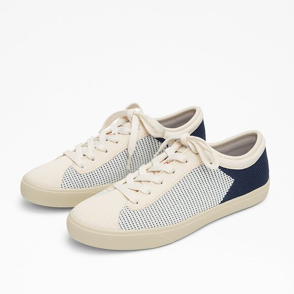 Rothy's Shoes - Rothy’s Cream Navy Blue Sneakers Women’s Size 9 Knit Lace-Up Flats
